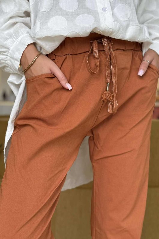 Made in Italy Luxury Smooth Magic Trouser Rust